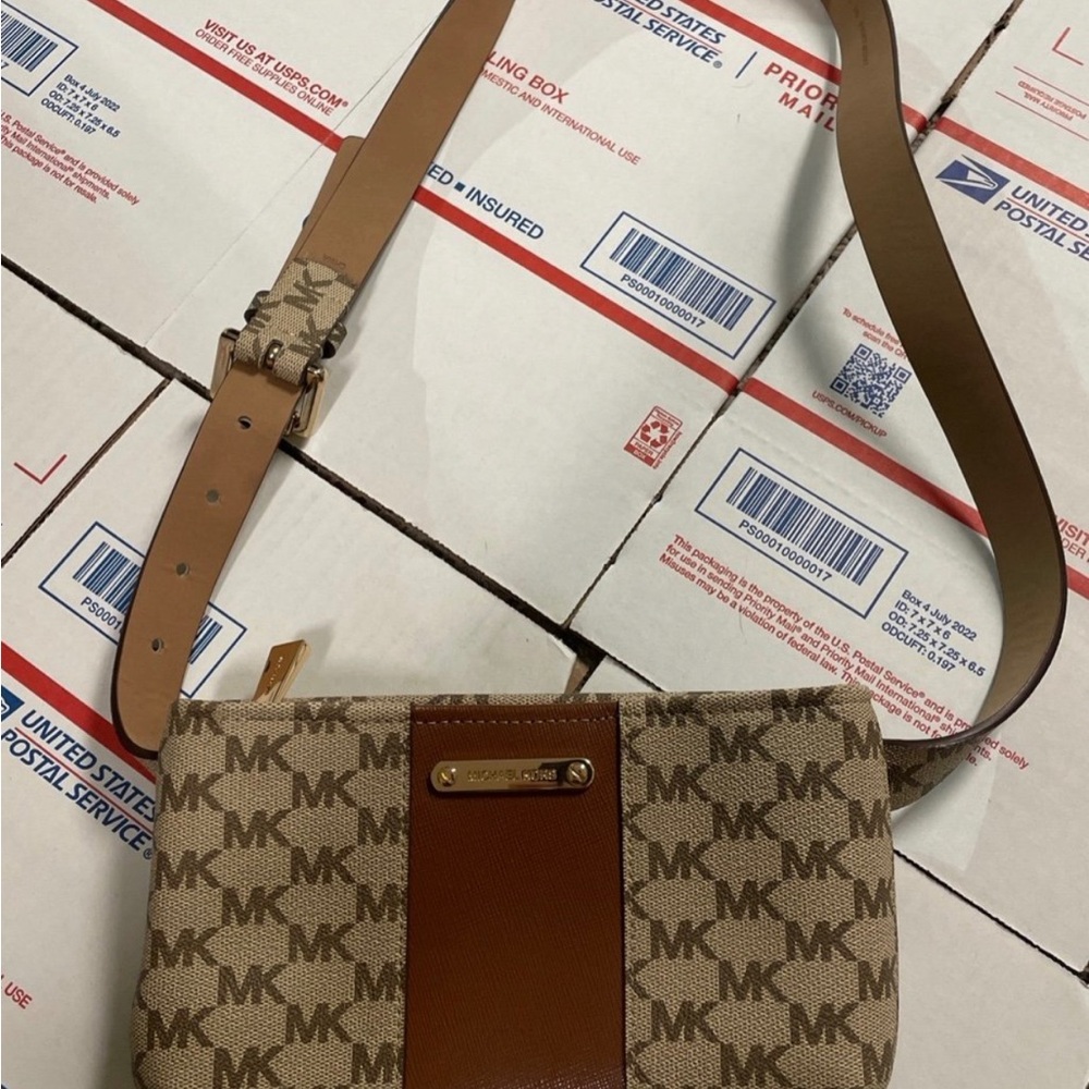 Michael Kors Beige/Brown Monogram Crossbody Bag